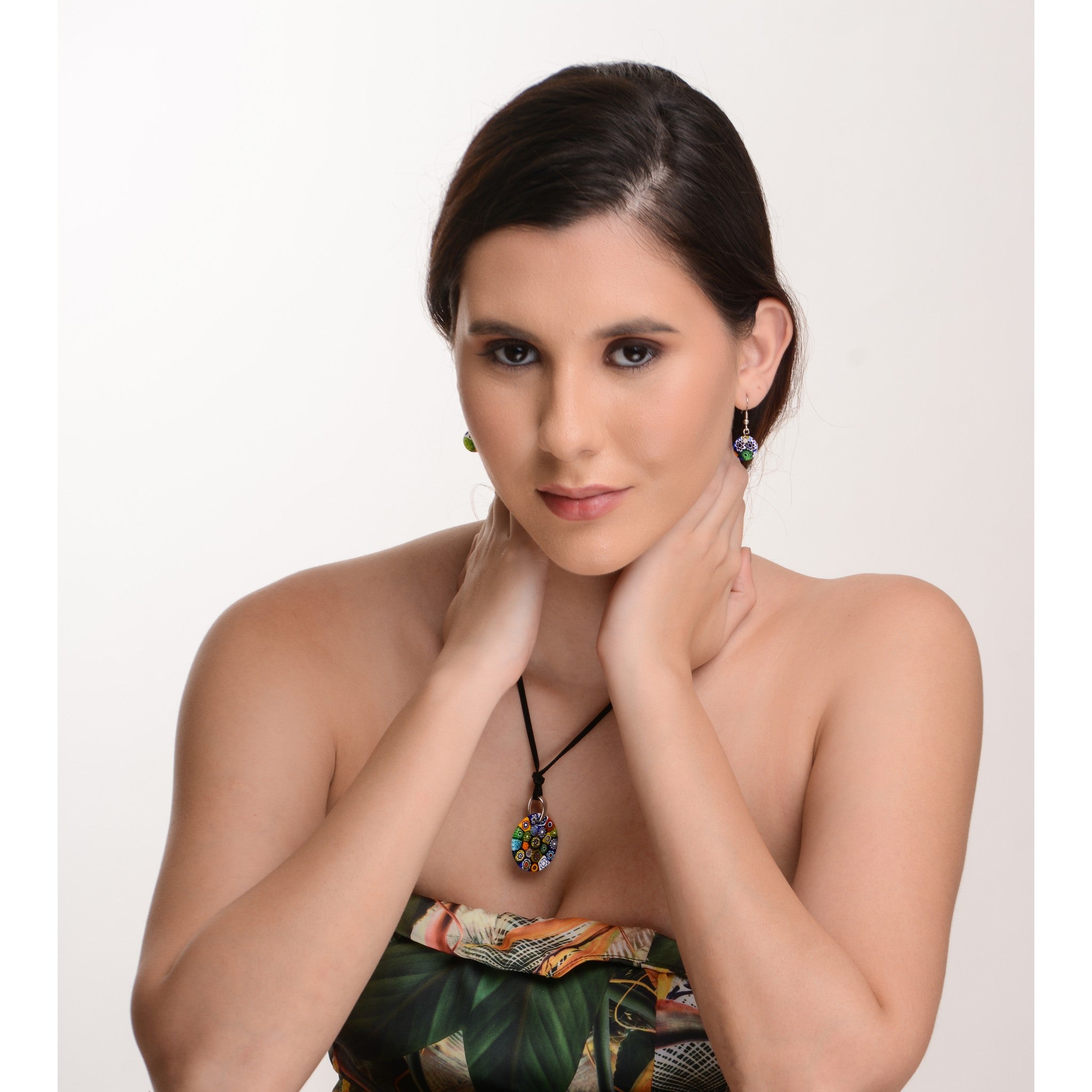 Murano Glass Pendant Earring Set, Italy