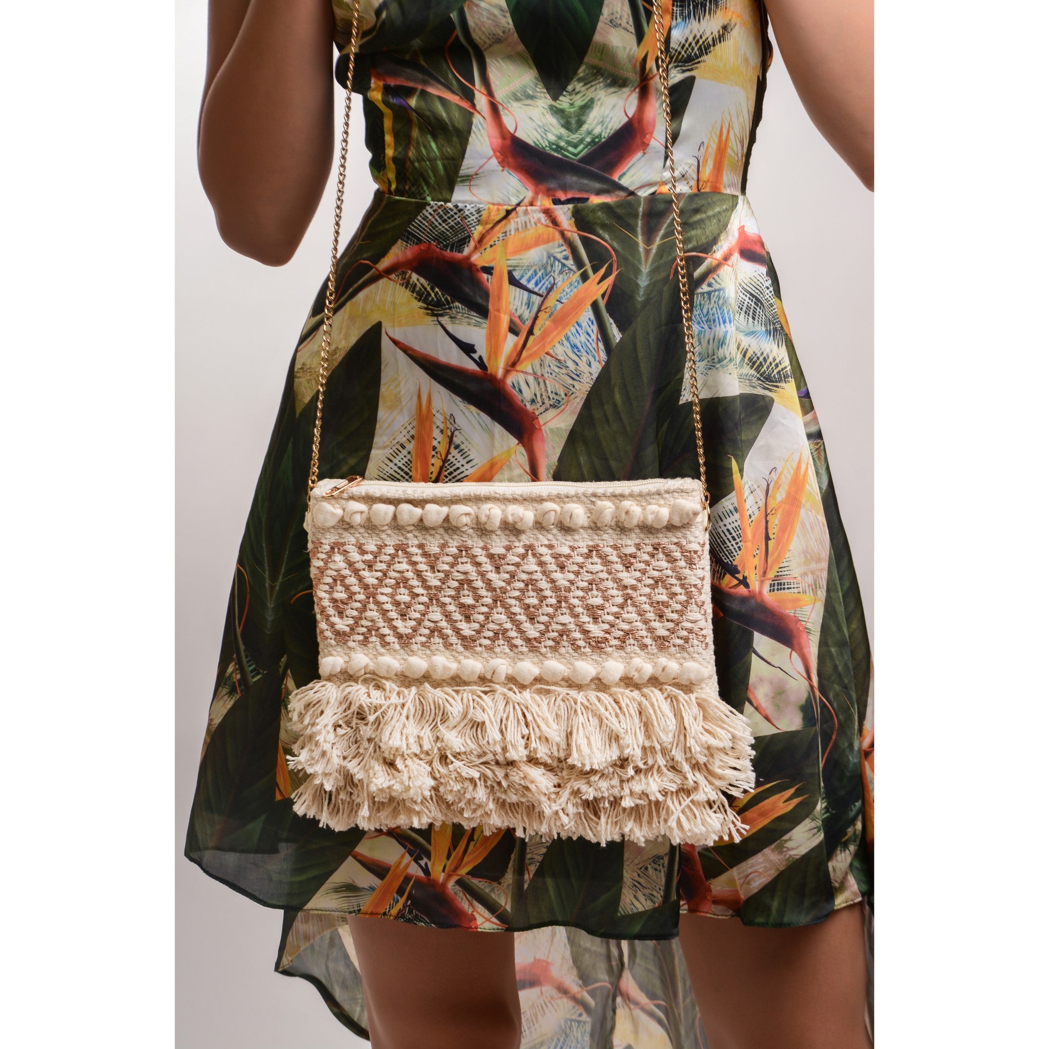 Bags by Balabooste from Paris - White and Copper Thread Ethnic Bag