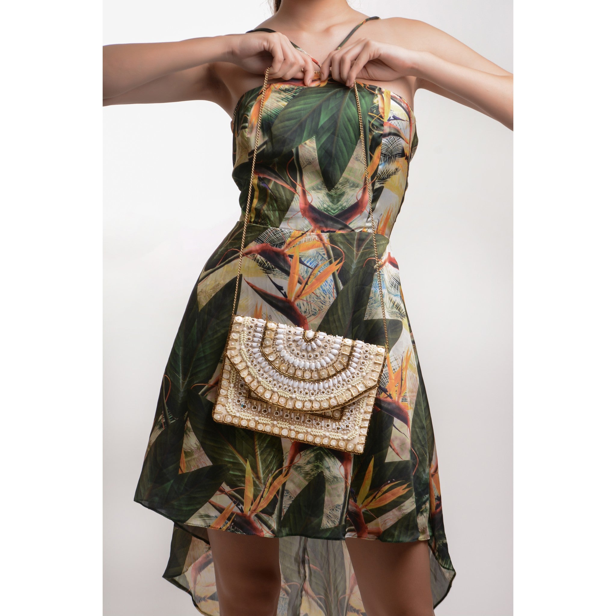 Bags by Balabooste from Paris - Pearl with Golden Beads Ethnic Bag