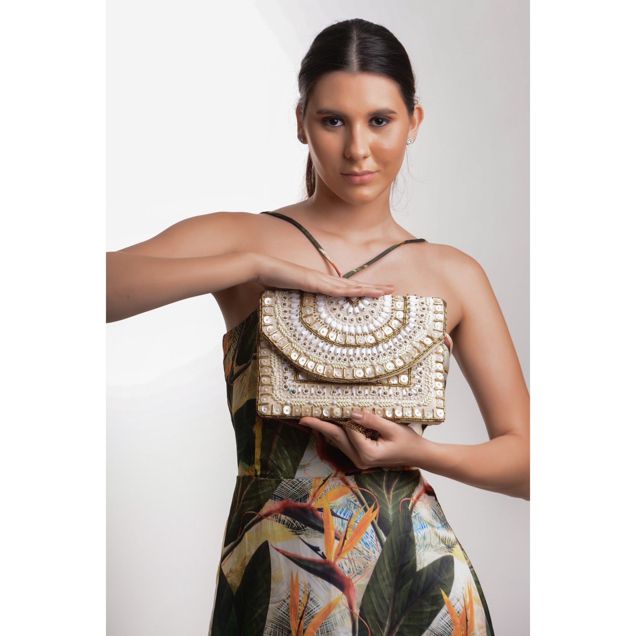 Bags by Balabooste from Paris - Pearl with Golden Beads Ethnic Bag
