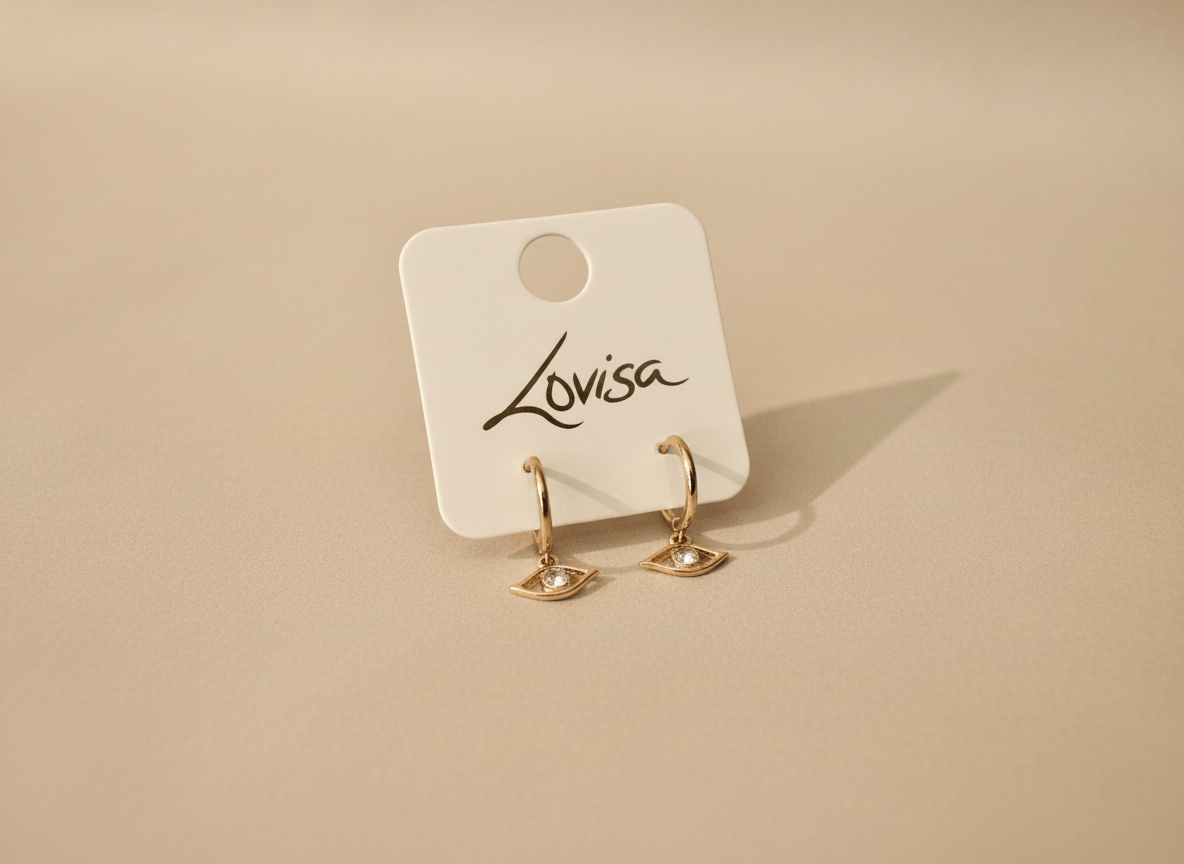 Gold Diamante Eye Drop Huggie Earrings