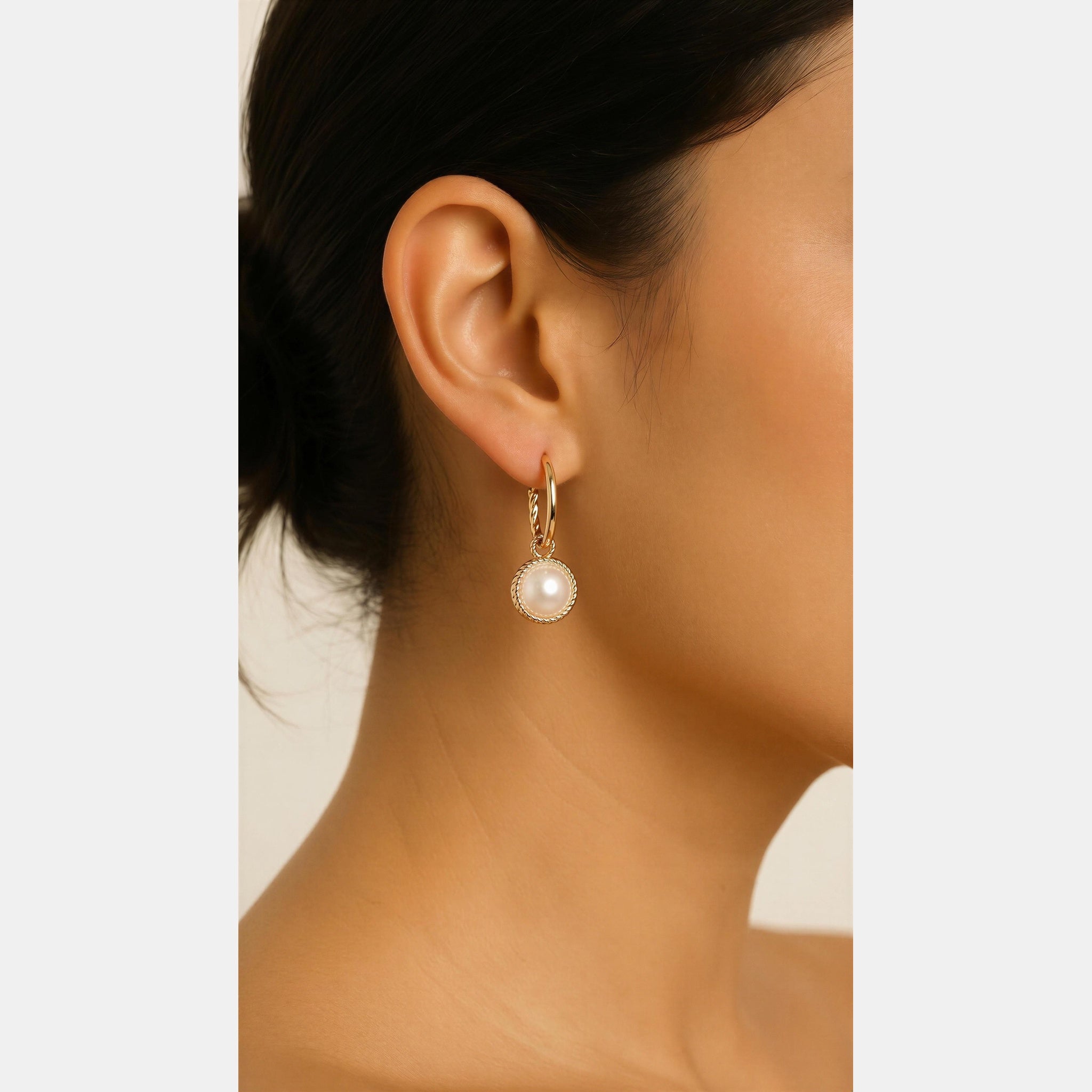 Gold Plated Pearl Beaded Huggie Earrings