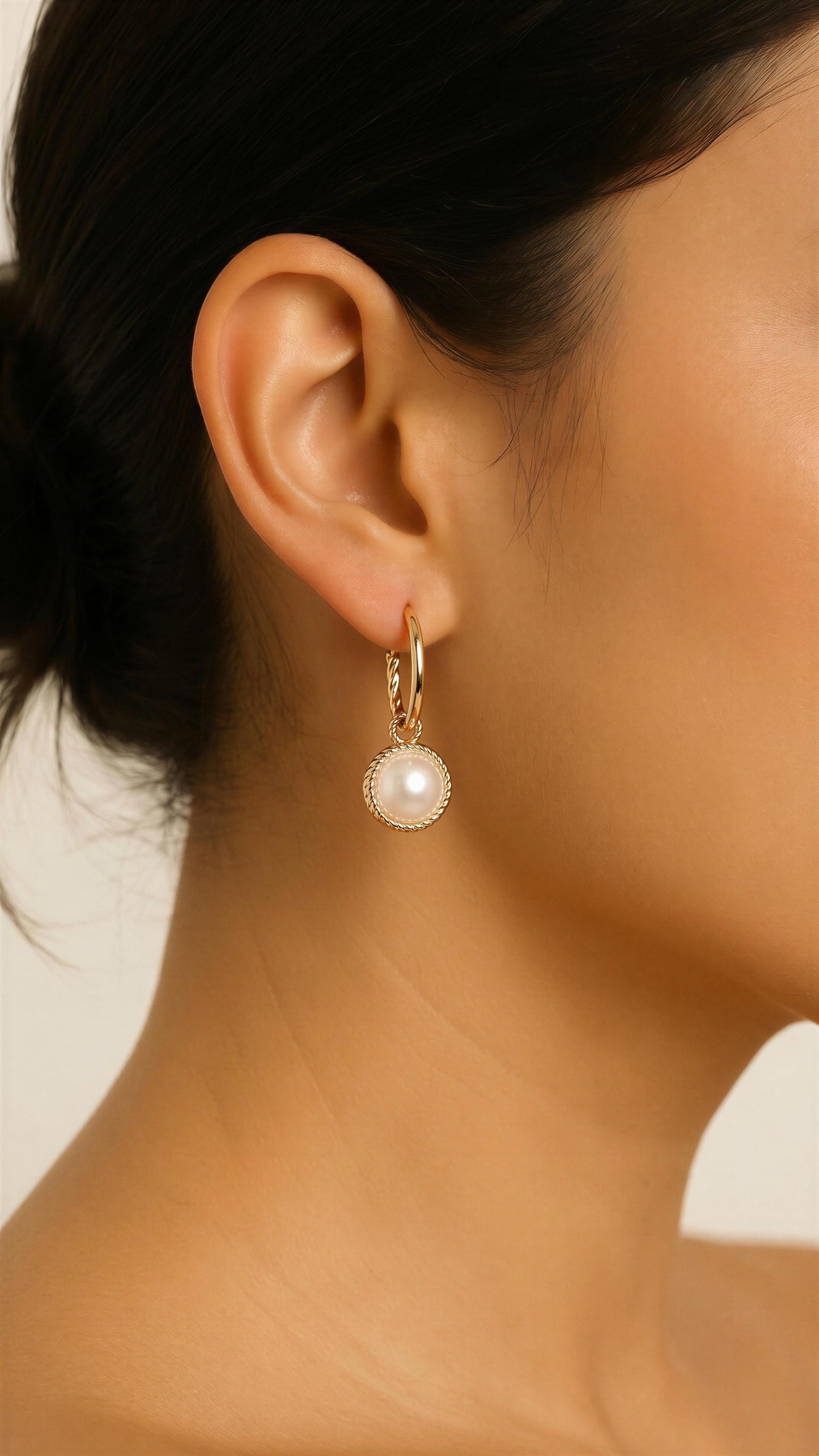 Gold Plated Pearl Beaded Huggie Earrings