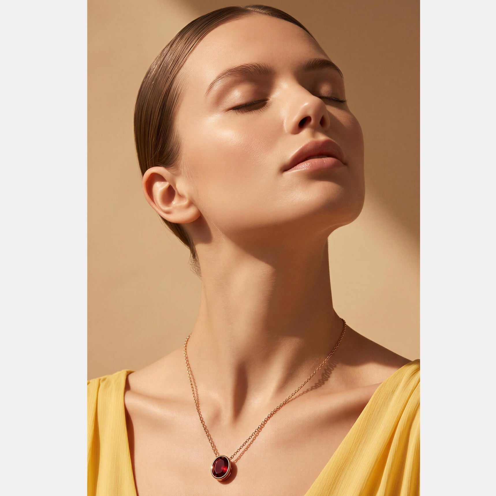 Gold Red Diamante Charm Necklace