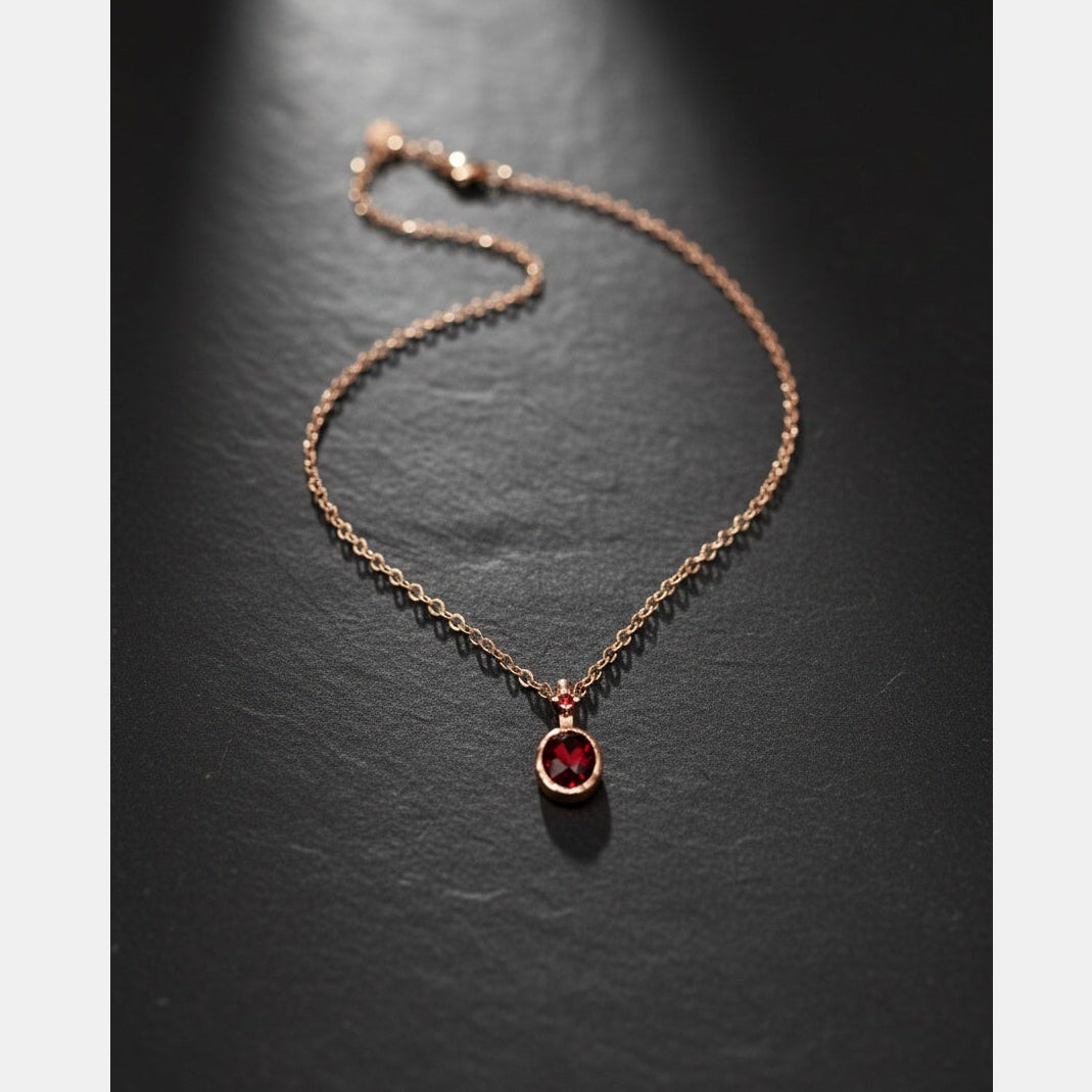 Gold Red Diamante Charm Necklace