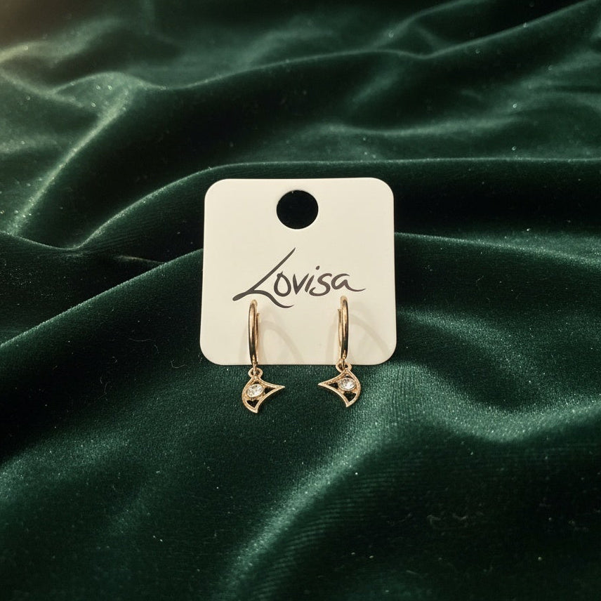 Gold Diamante Eye Drop Huggie Earrings by Lovisa