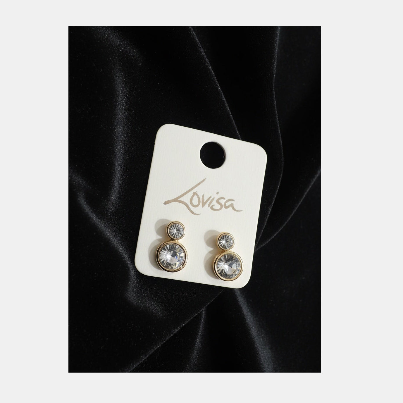 Gold Diamante Round Stud Earrings by Lovisa