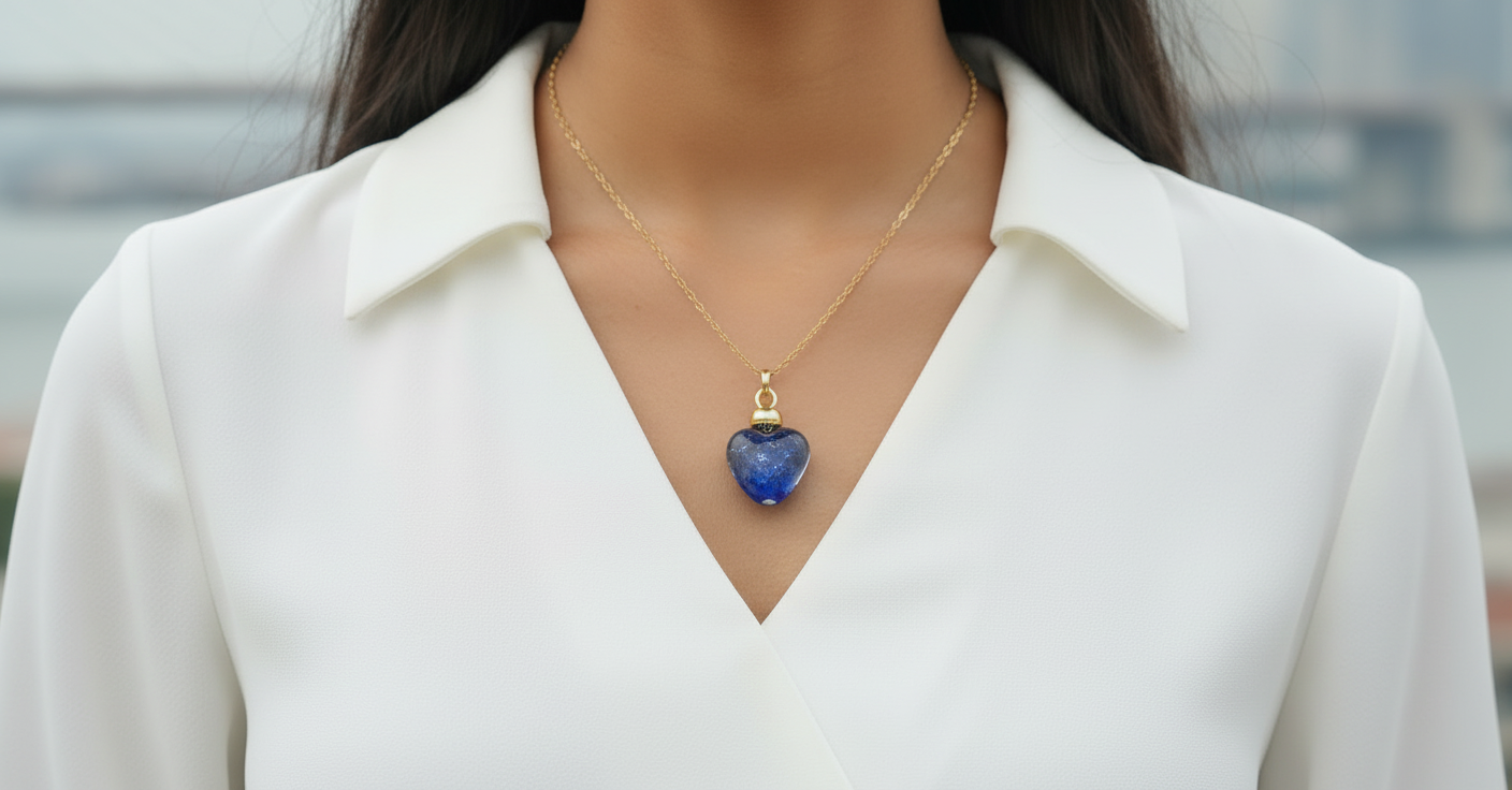 Murano Heart Shaped Pendant Chain with Earrings