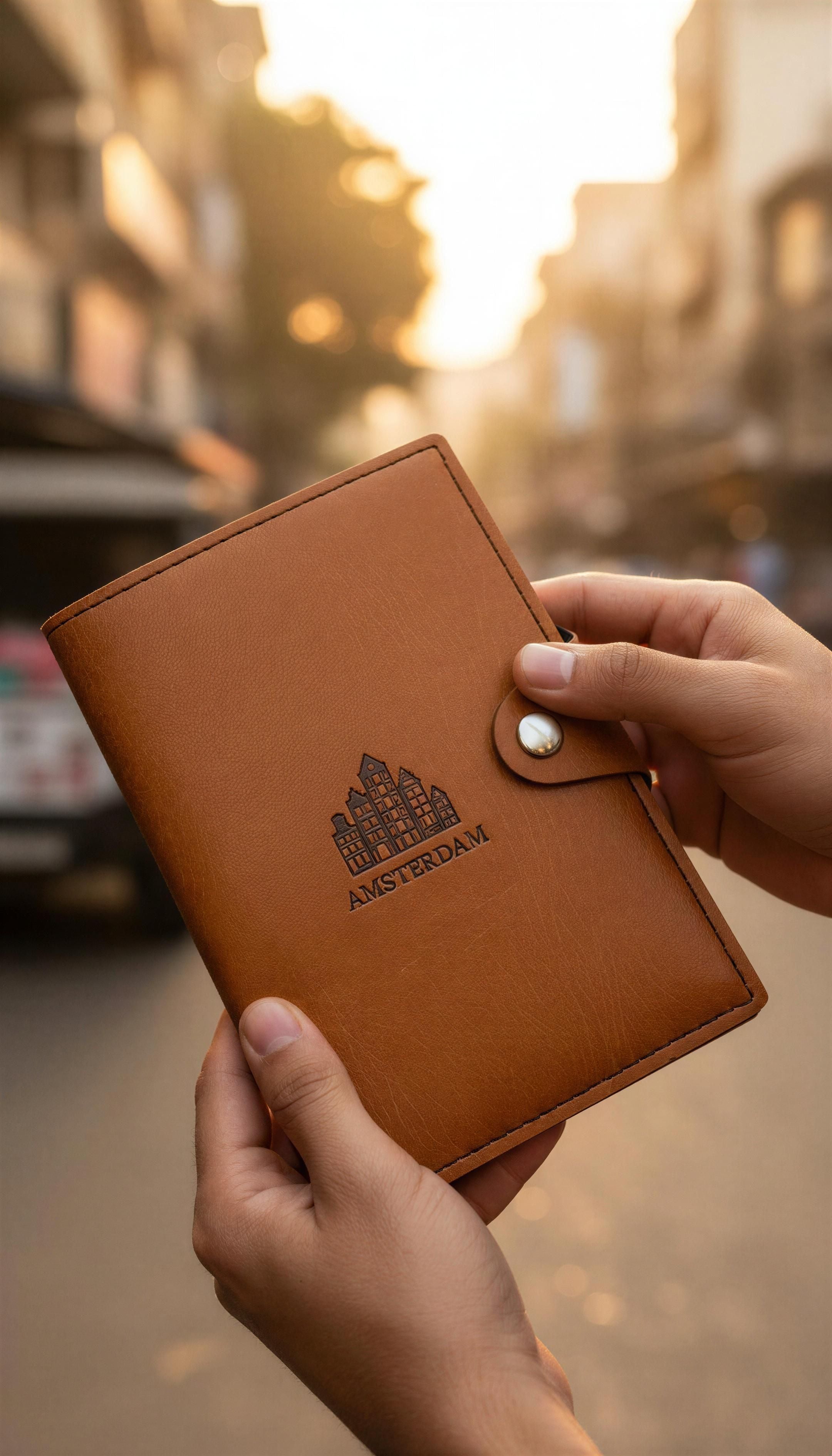 Vegan Leather Passport Holder - Amsterdam