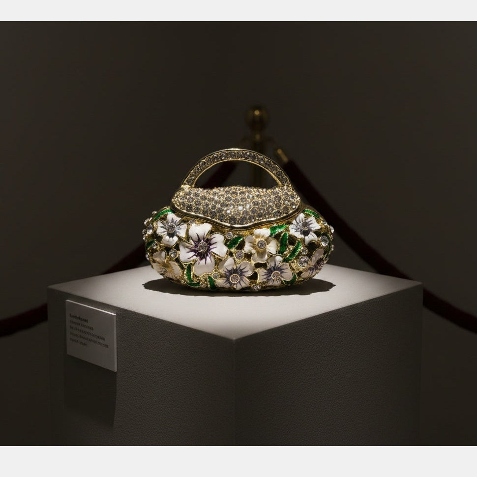 Coster Diamonds - White Flower Mini Handbag Showpiece