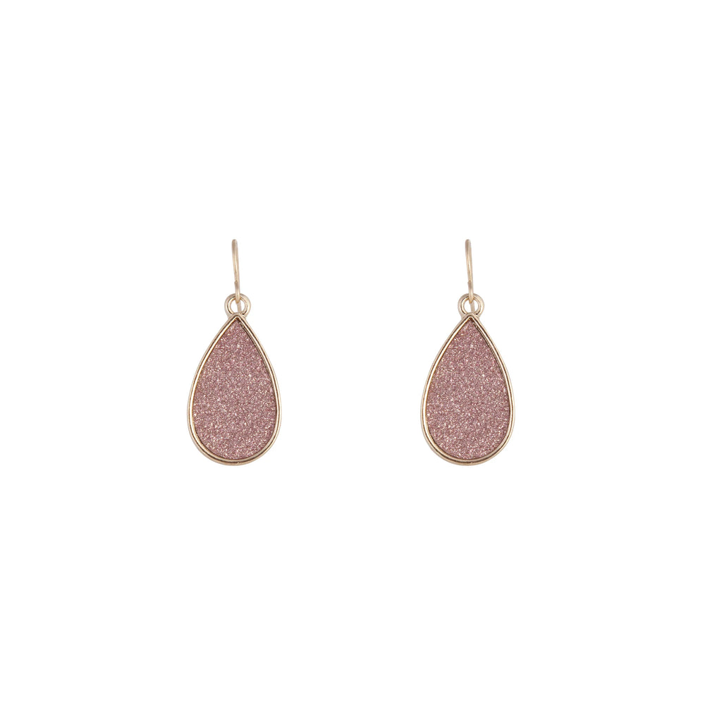 Pink Glitter Teardrop Earrings