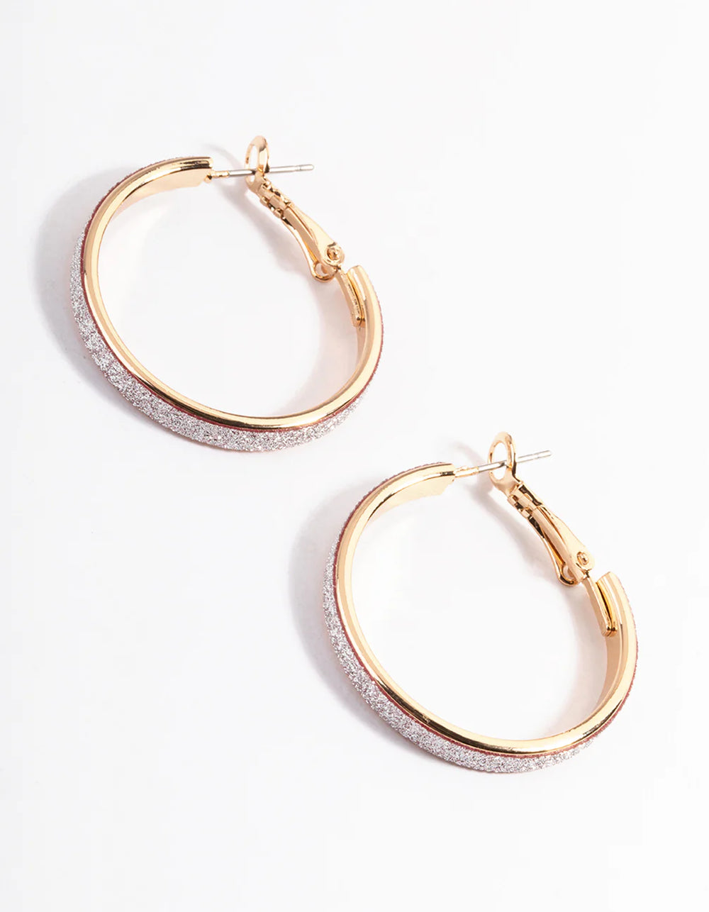Pink Medium Glitter Hoop Earrings