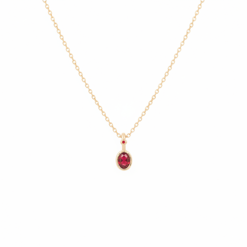 Gold Red Diamante Charm Necklace