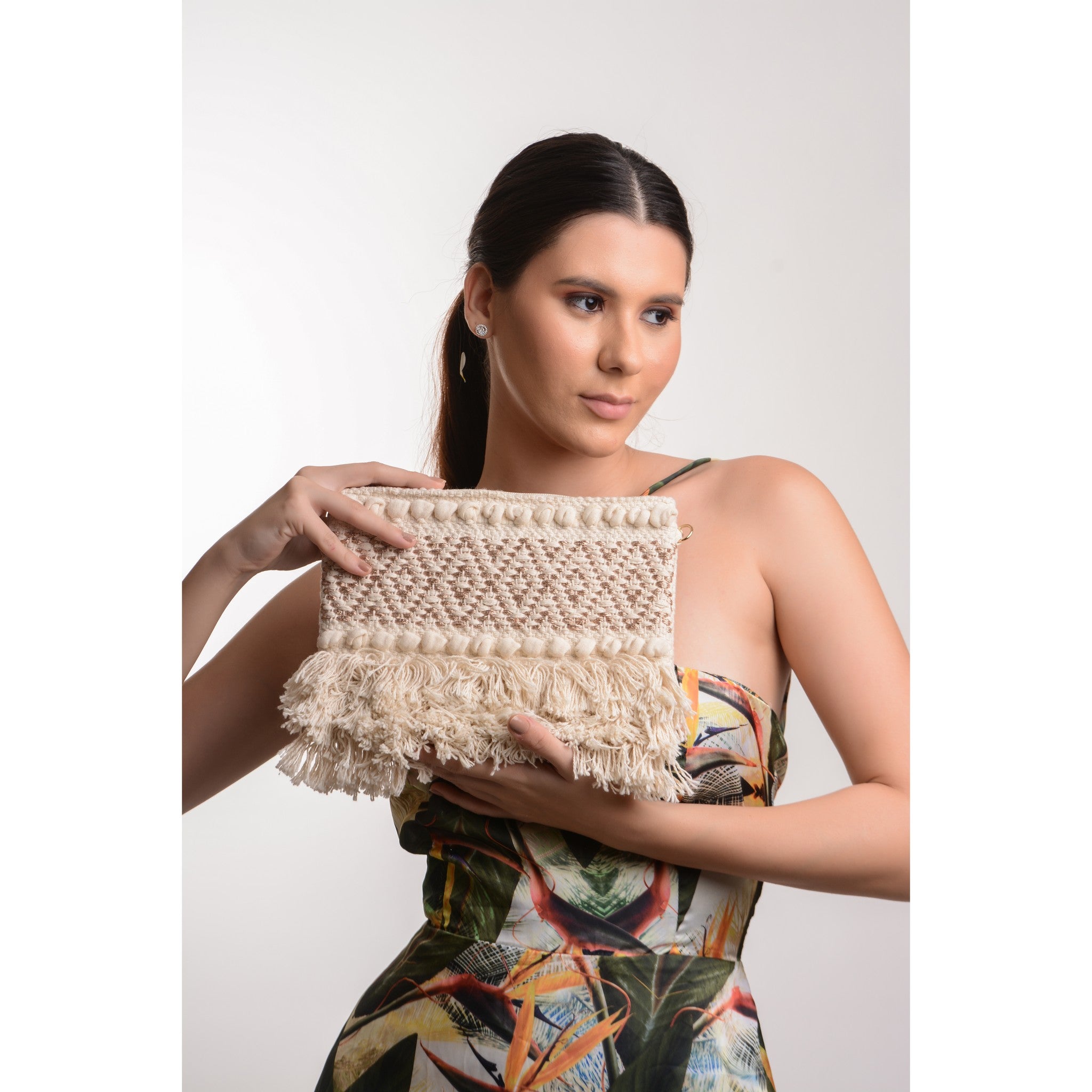 Bags by Balabooste from Paris - White and Copper Thread Ethnic Bag