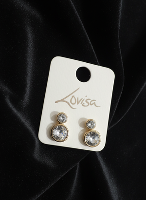 Gold Diamante Round Stud Earrings