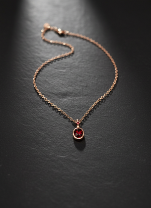 Gold Red Diamante Charm Necklace