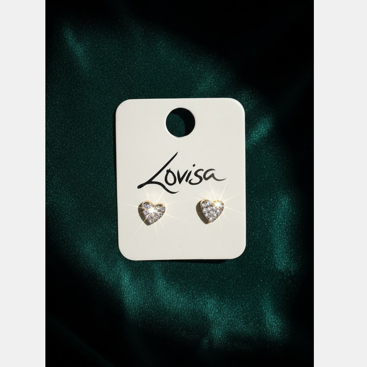Gold Diamante Heart Stud Earrings by Lovisa
