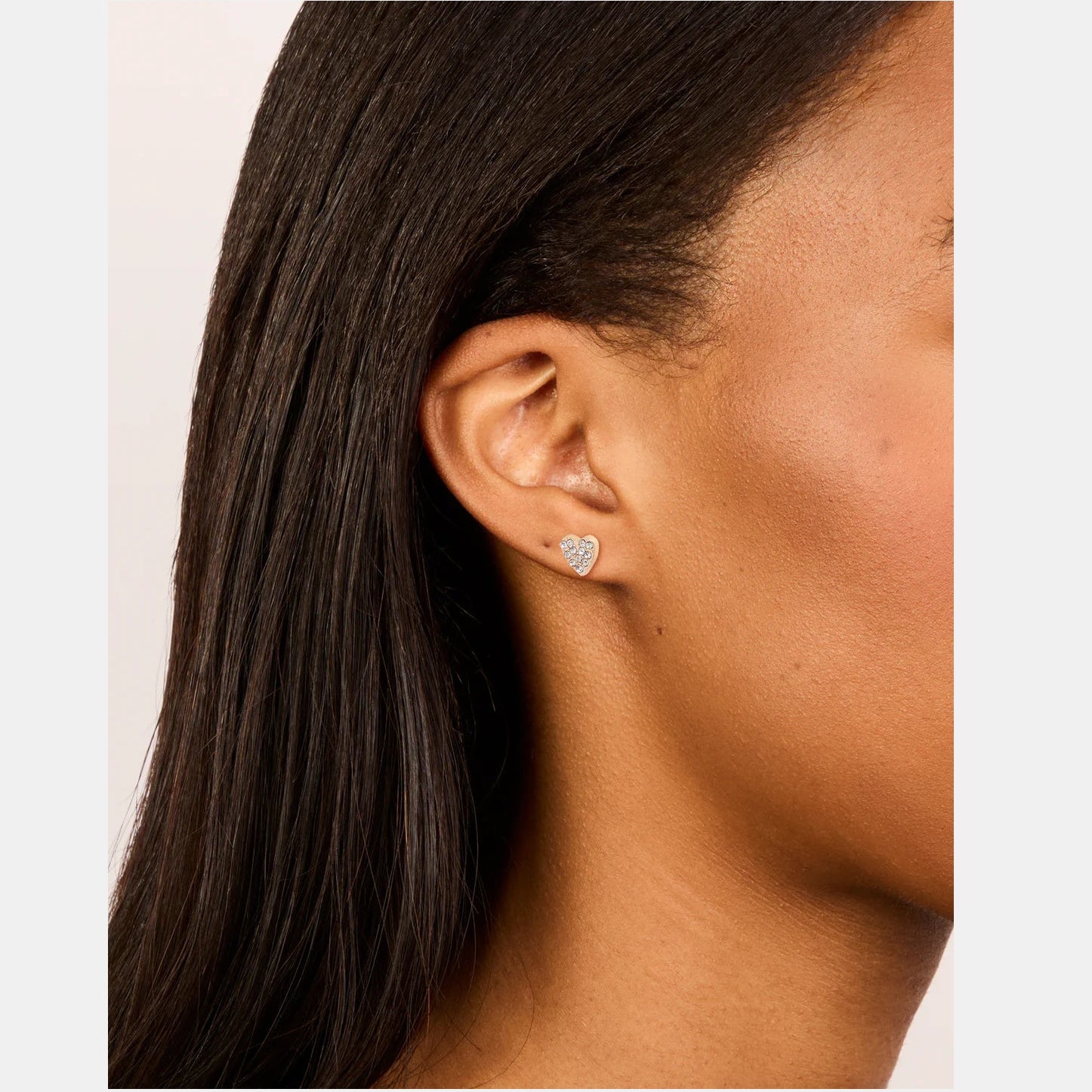 Gold Diamante Heart Stud Earrings by Lovisa