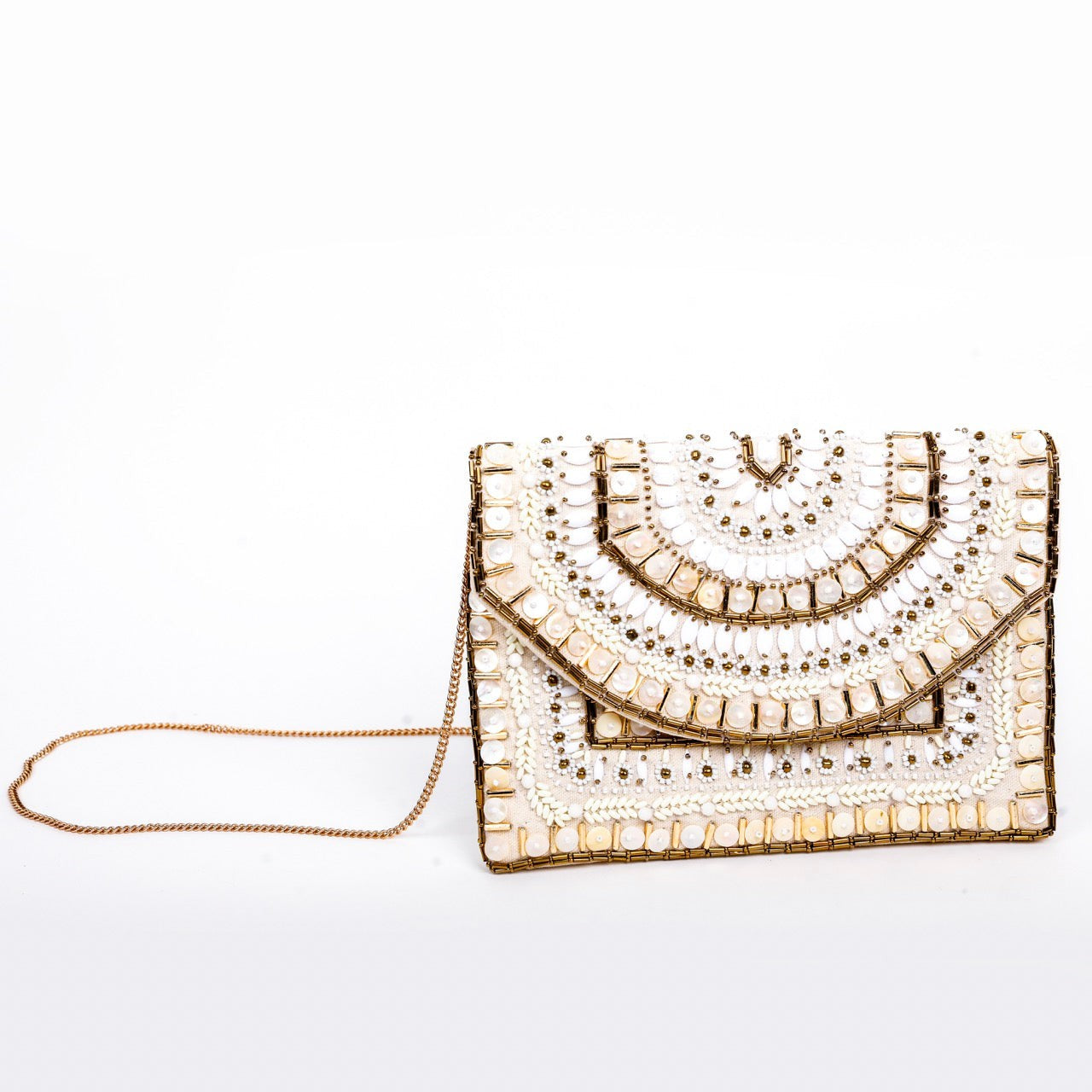 Bags by Balabooste from Paris - Pearl with Golden Beads Ethnic Bag