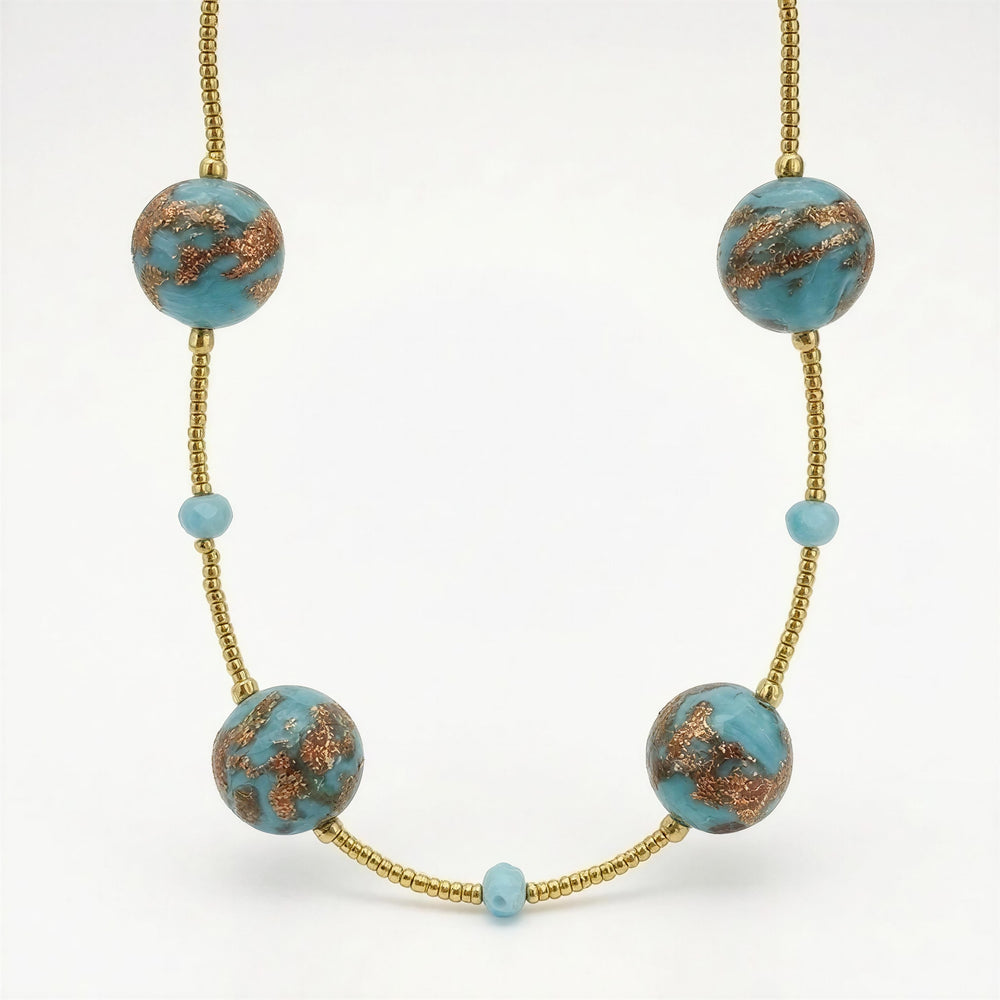 Murano Necklace Emily Blue Murrine Chain