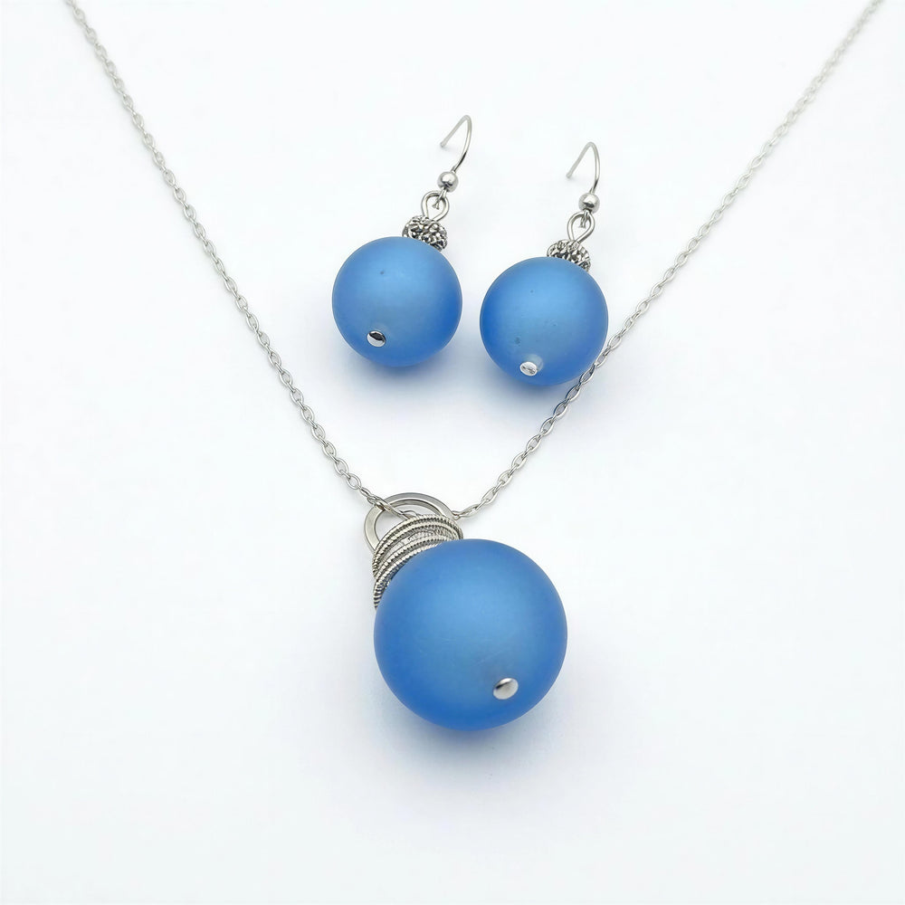 Murano Parure Pearls Glass Blue with Earrings
