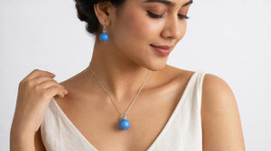 Murano Parure Pearls Glass Blue with Earrings