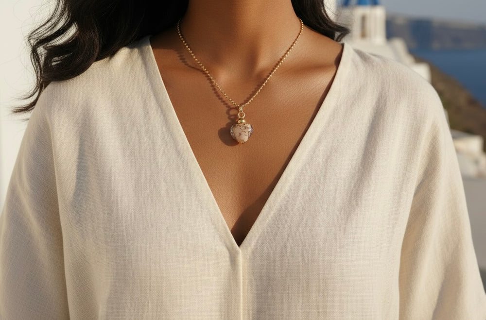 Murano Heart Shaped Pendant Chain with Earrings