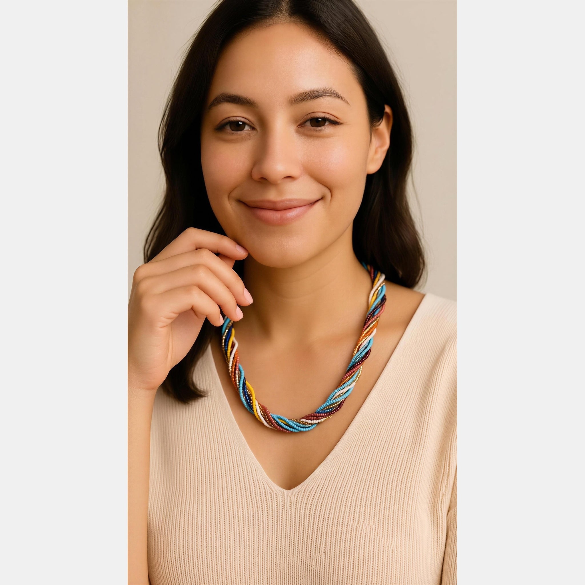 Murano Glass Bead Chain Necklace