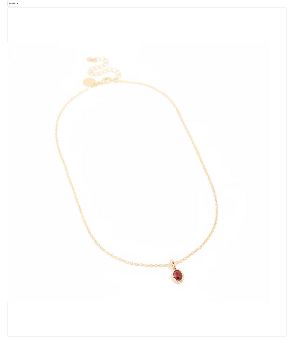 Gold Red Diamante Charm Necklace