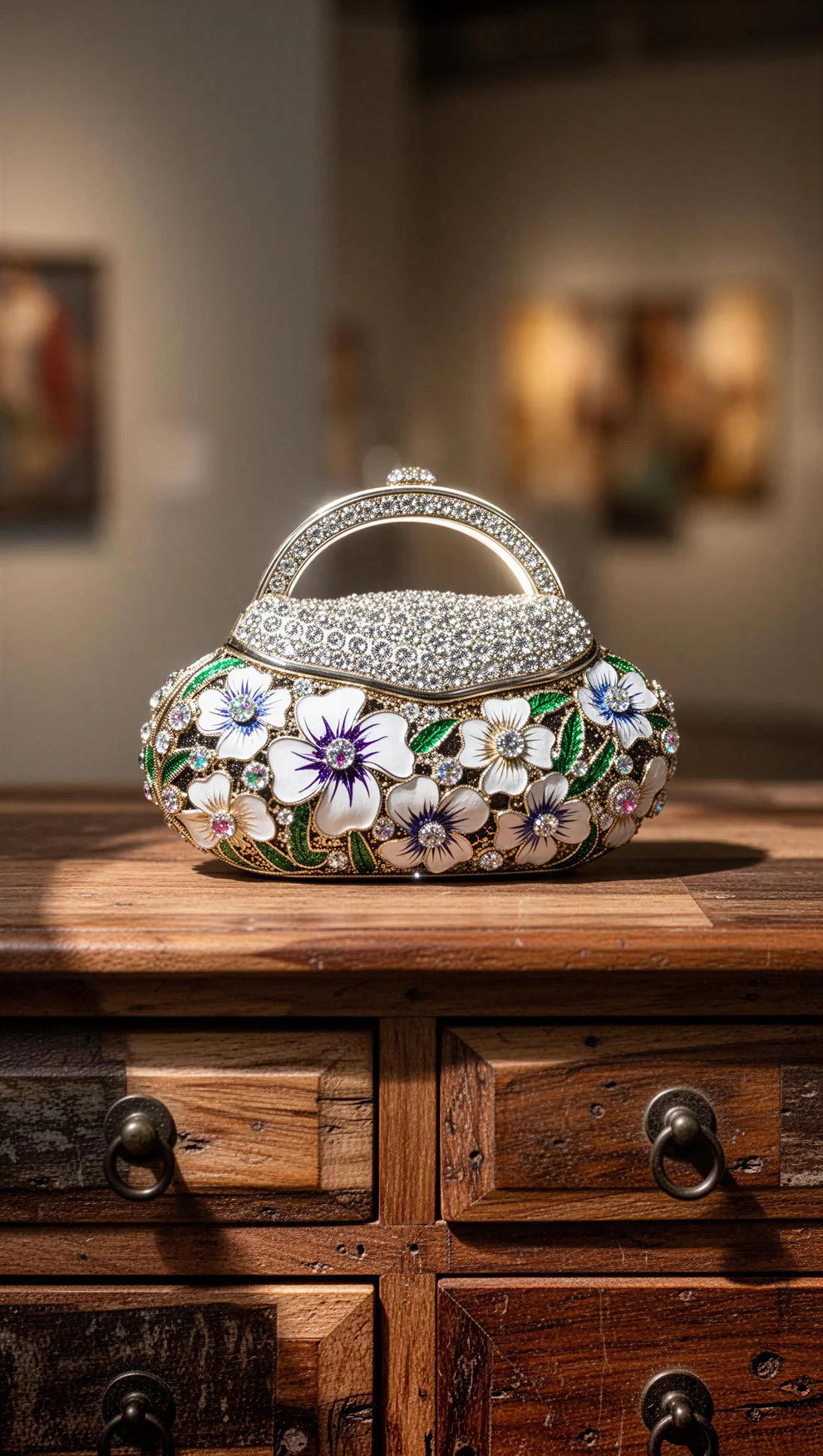 White Flowers Mini Handbag