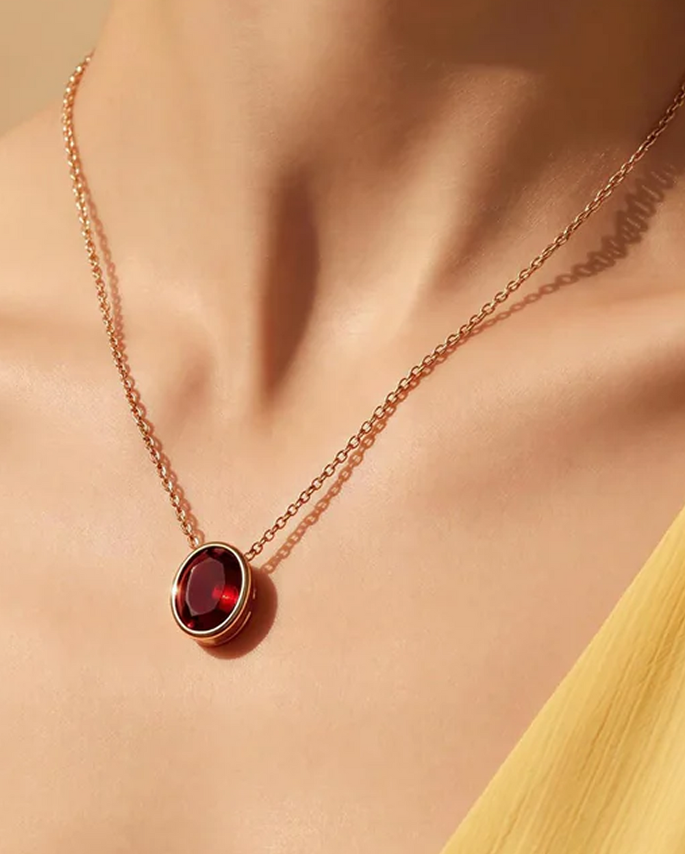 Gold Red Diamante Charm Necklace